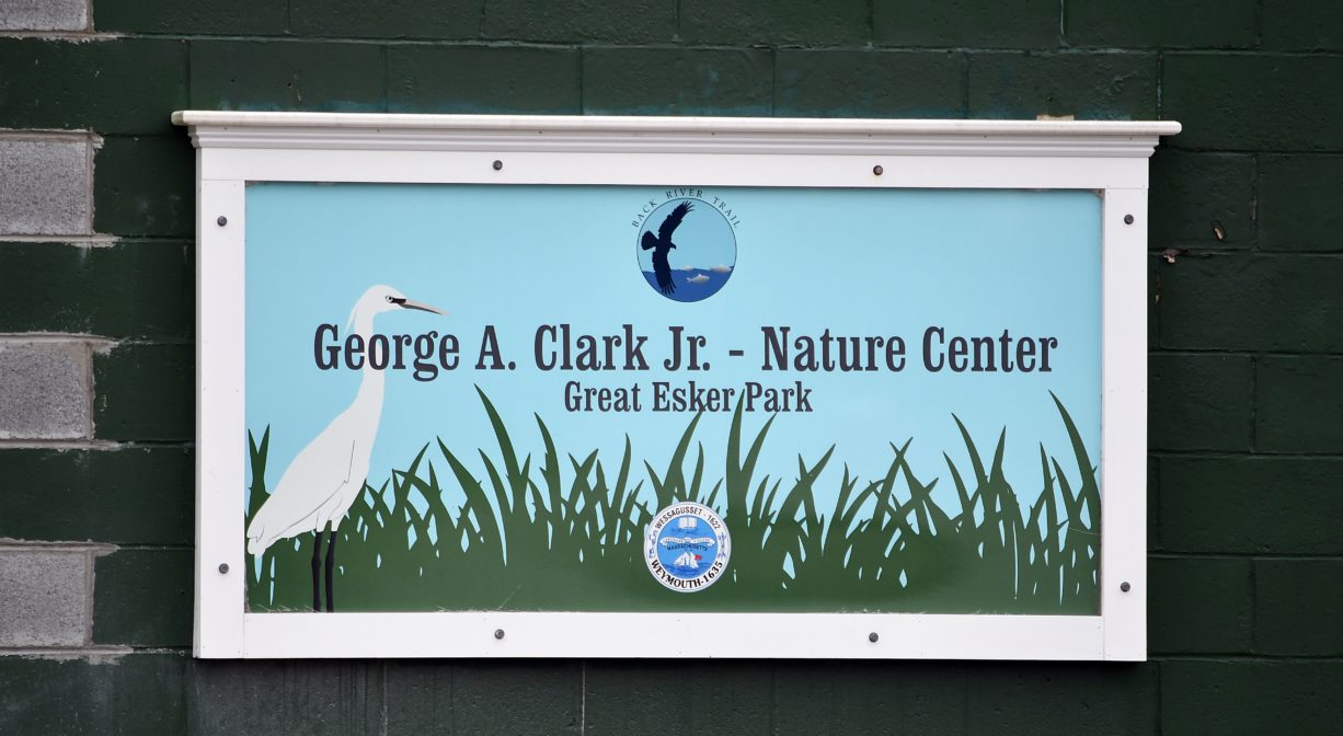 A property sign for the George Clark Nature Center.